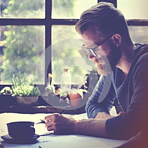 Man Working Home Office Start up Ideas Concept