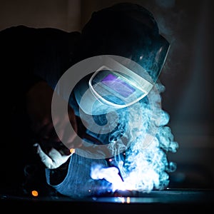 Sparkles and fire from grinder cutting