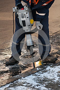 Man working a jackhammer