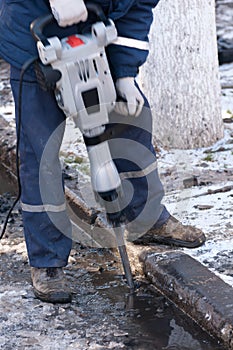 Man working a jackhammer