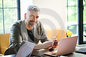 Man Working on Laptop