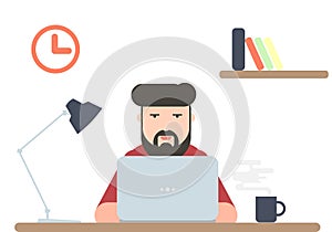 Man working on laptop computer