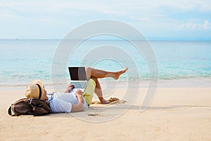 Man working on laptop computer