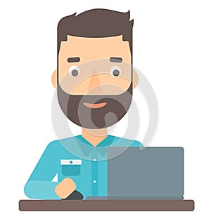 Man working at laptop.