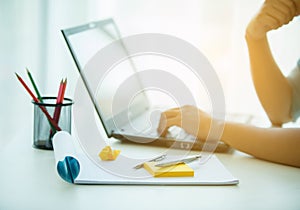 Man working with laptop in office