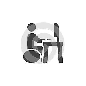 Man working at office workplace vector icon