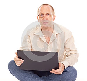 Man working over the internet at home