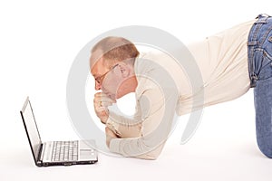Man working over the internet at home