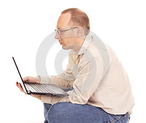 Man working over the internet at home