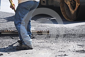 Man working on road construction site