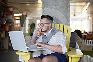 Man working in startup office