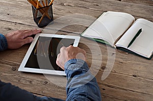 Man working with tablet computer