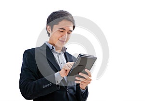Man working on a tablet
