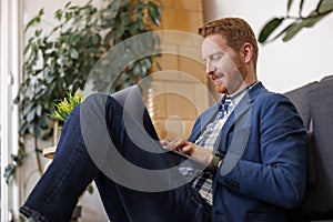 Man working using laptop computer