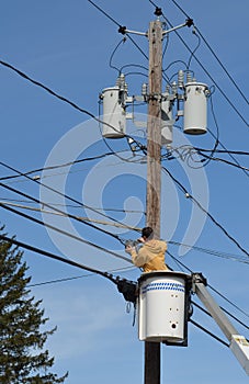 Man working on wires