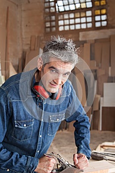 Man working with wood