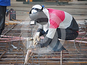 Man Working on the Working at height on construction