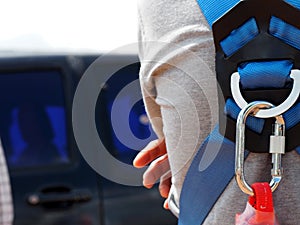 Man Working on the Working at height on construction