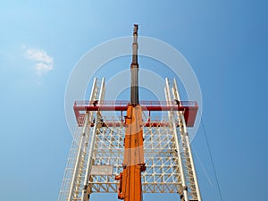 Man Working on the Working at height on construction
