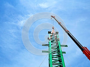 Man Working on the Working at height on construction