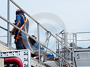 Man Working on the Working at height on construction