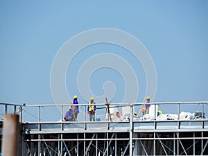 Man Working on the Working at height on construction site