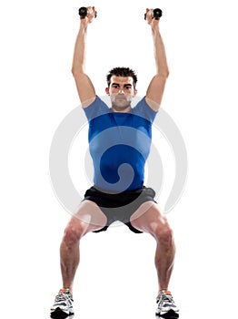 Man workout weight training crouching photo