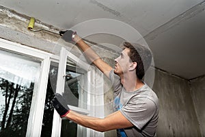 Man works inside of house