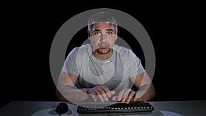 Man worried write and send e mail