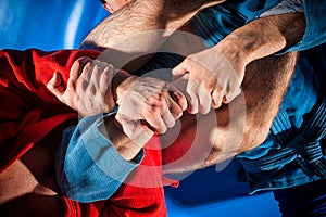 Man wrestler makes submission wrestling