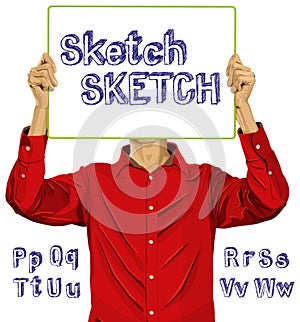 Man With Write Board And Sketch Alphabet 02---01