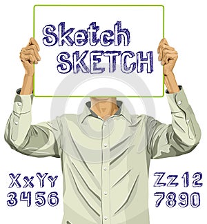 Man With Write Board And Sketch Alphabet 02---02