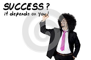 Man writes Success depends on you photo