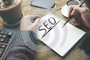 Man writing SEO