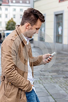 Man writing sms
