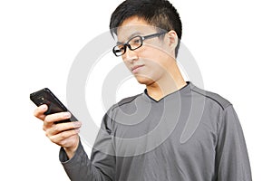 Man writting SMS on mobile