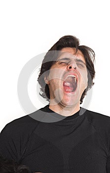 Man yawning