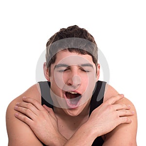 Man yawns boring