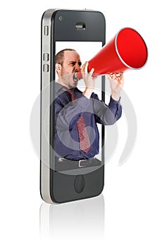 Man yelling in megaphone