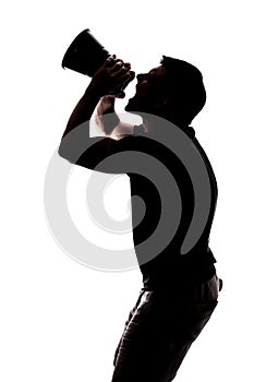 Man yelling in a megaphone