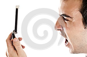 Man yelling on phone