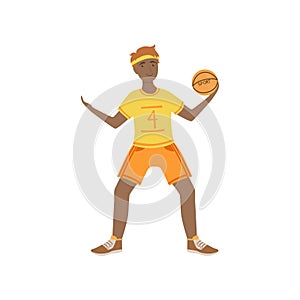 Man In Yellow Uniform Playing Basketball