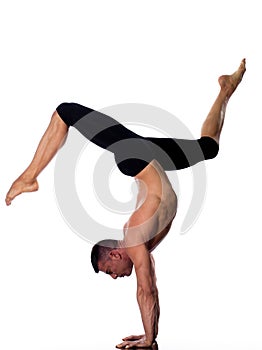 Man yoga handstand full length gymnastic