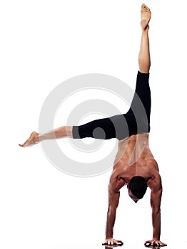 Man yoga handstand full length gymnastic
