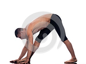 Man yoga Parsvottanasana stretching posture