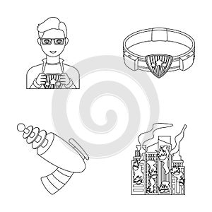 Man, young, glasses, and other web icon in outline style. Superman, belt, gun icons in set collection.