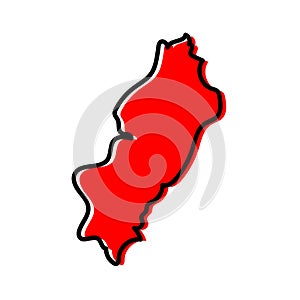Manabi state map in red color vector photo