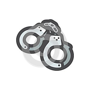 Manacle Police Handcuffs Bracelets Vector icon Cartoon illustration.