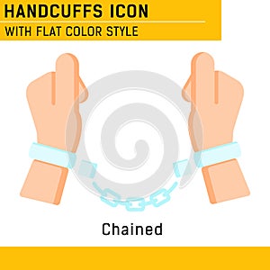 Manacles or shackles, handcuffs vector icon with flat color style