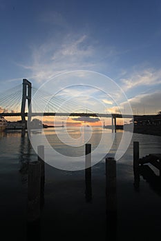 manado city bridge with sunset with colorful sky